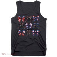 Retro American Flag Coquette Bow Patriotic 4th July Girl Tank Top thumb 0