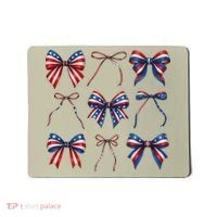 Retro American Flag Coquette Bow Patriotic 4th July Girl Mousepad thumb 0