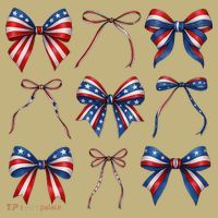 Retro American Flag Coquette Bow Patriotic 4th July Girl Mousepad thumb 1