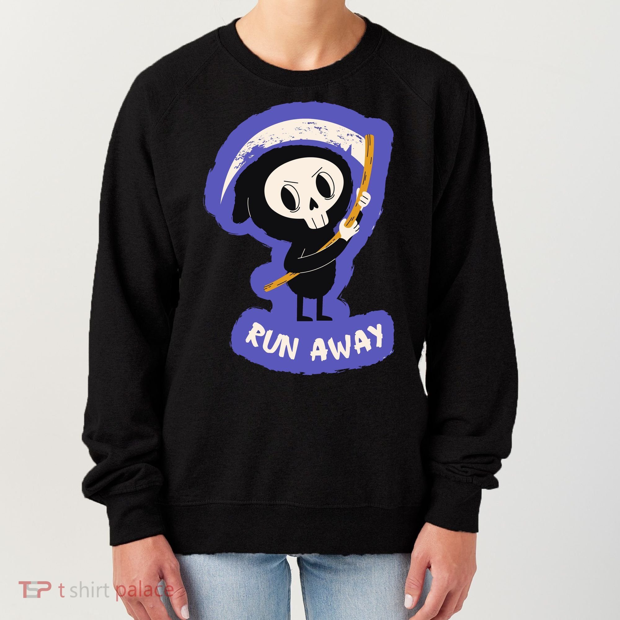 Run Away From The Reaper Cute Grim Reaper Women's Sweatshirt