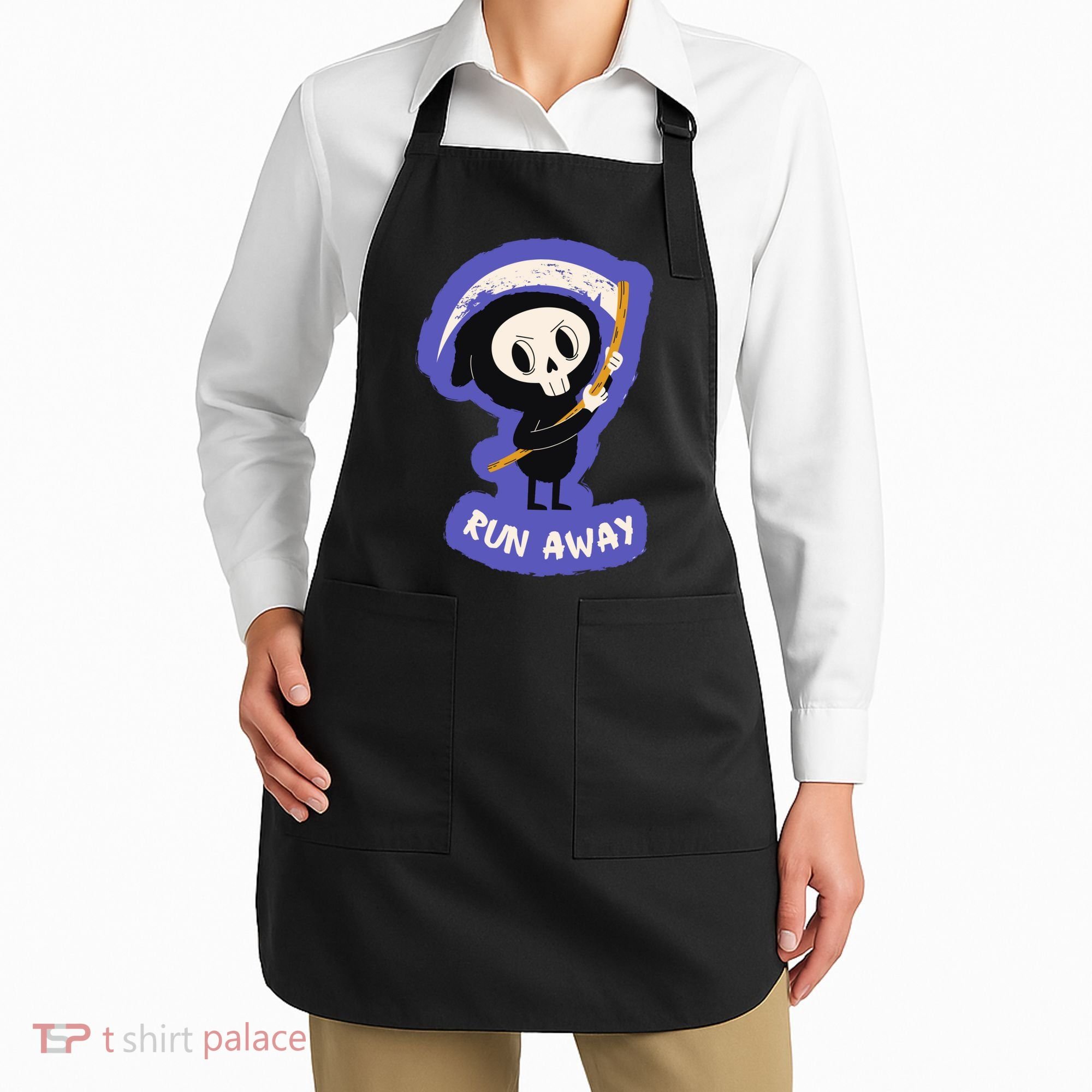Run Away From The Reaper Cute Grim Reaper Apron