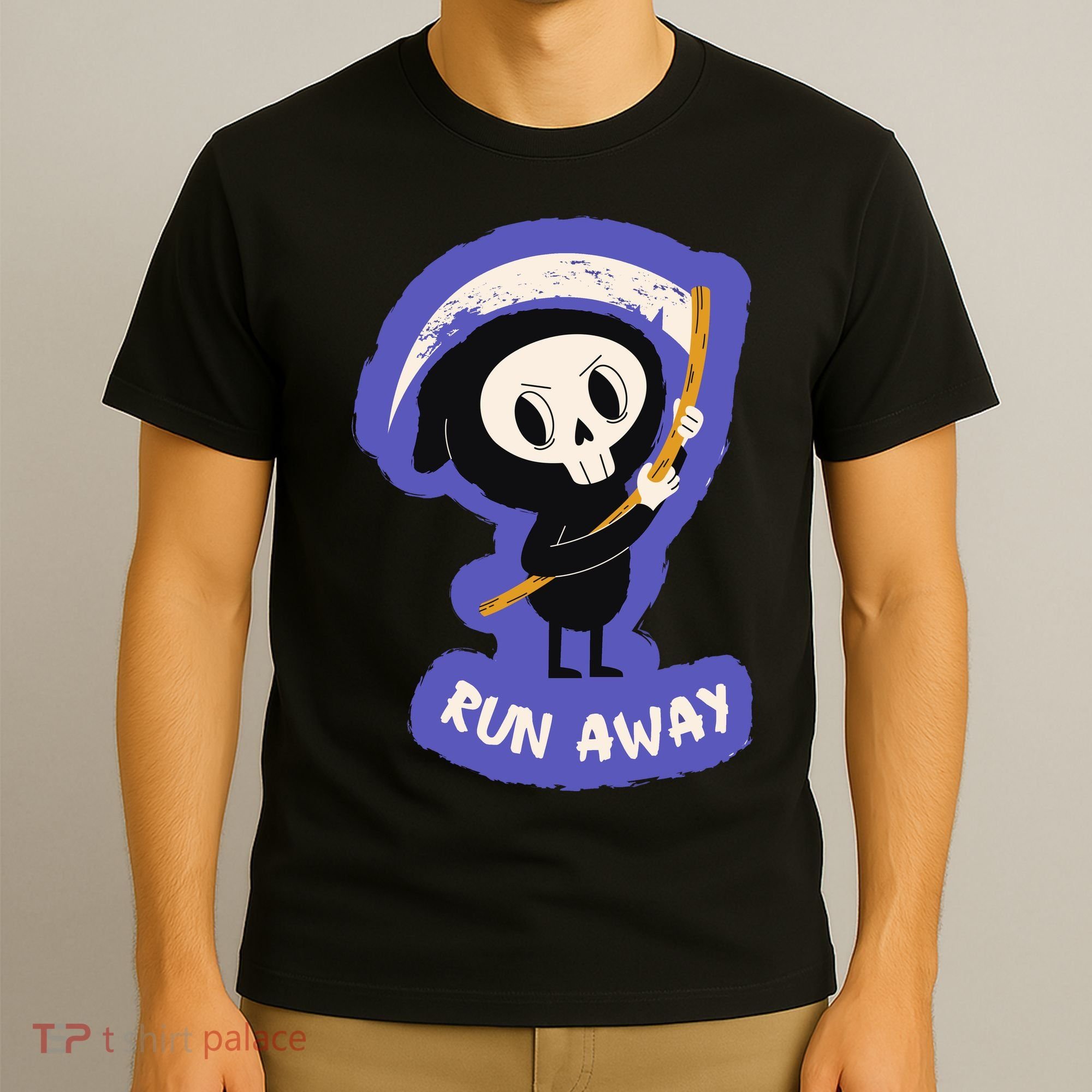 Run Away From The Reaper Cute Grim Reaper T-Shirt