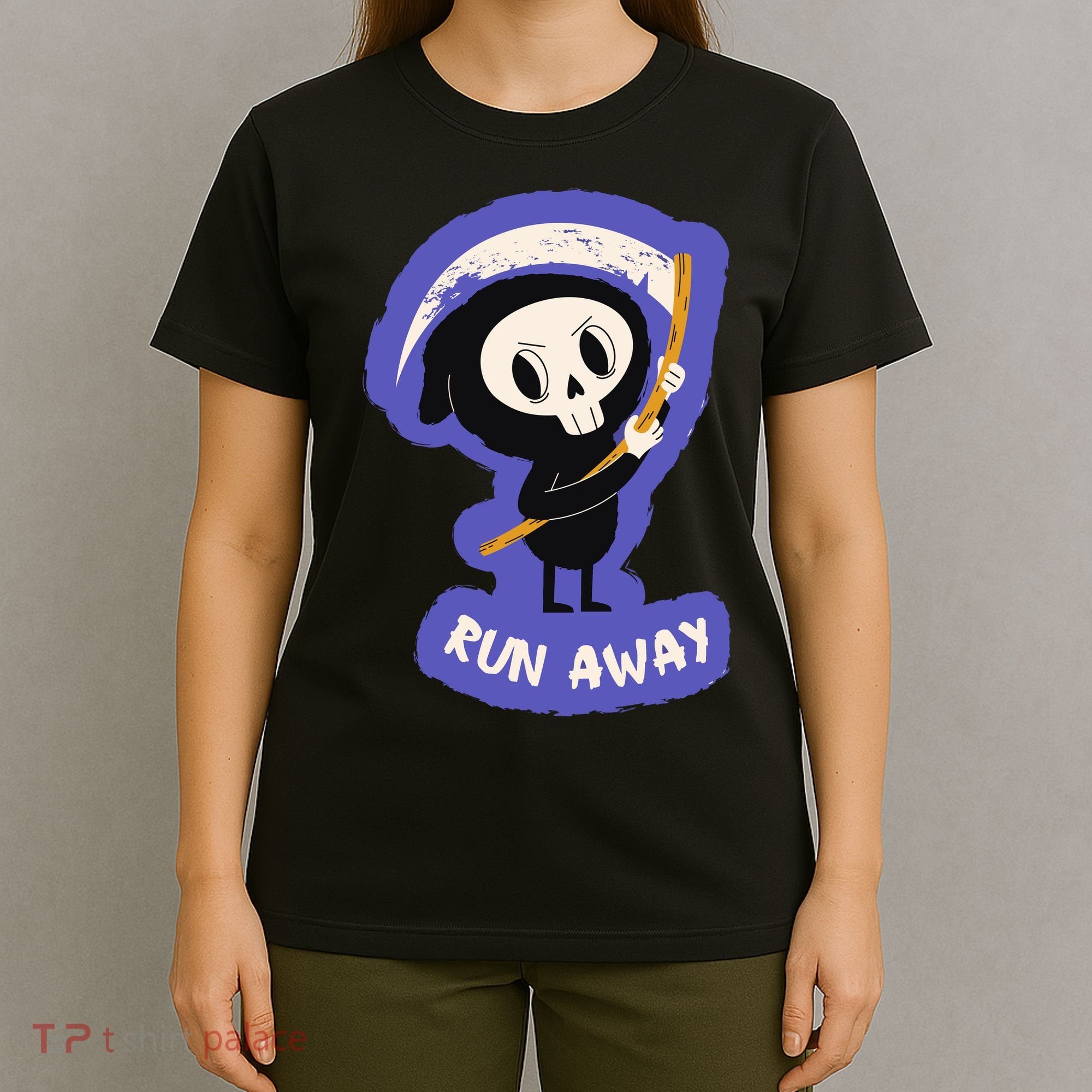Run Away From The Reaper Cute Grim Reaper T-Shirt