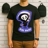Run Away From The Reaper Cute Grim Reaper T-Shirt thumb 6