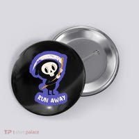 Run Away From The Reaper Cute Grim Reaper Button thumb 0