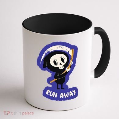 Run Away From The Reaper Cute Grim Reaper Coffee Mug back