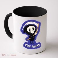 Run Away From The Reaper Cute Grim Reaper Coffee Mug thumb 0