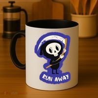 Run Away From The Reaper Cute Grim Reaper Coffee Mug thumb 4