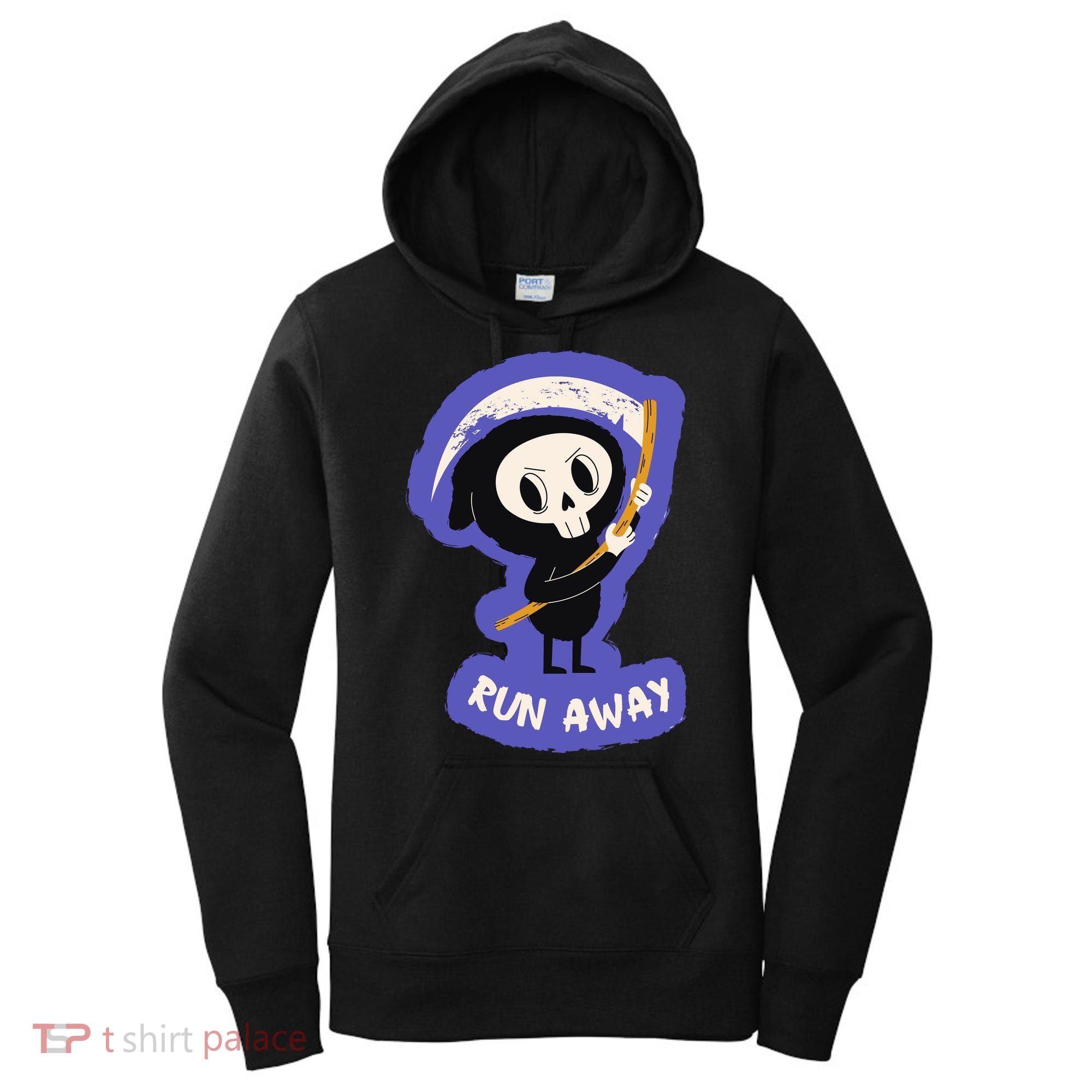 Run Away From The Reaper Cute Grim Reaper Women's Hoodie