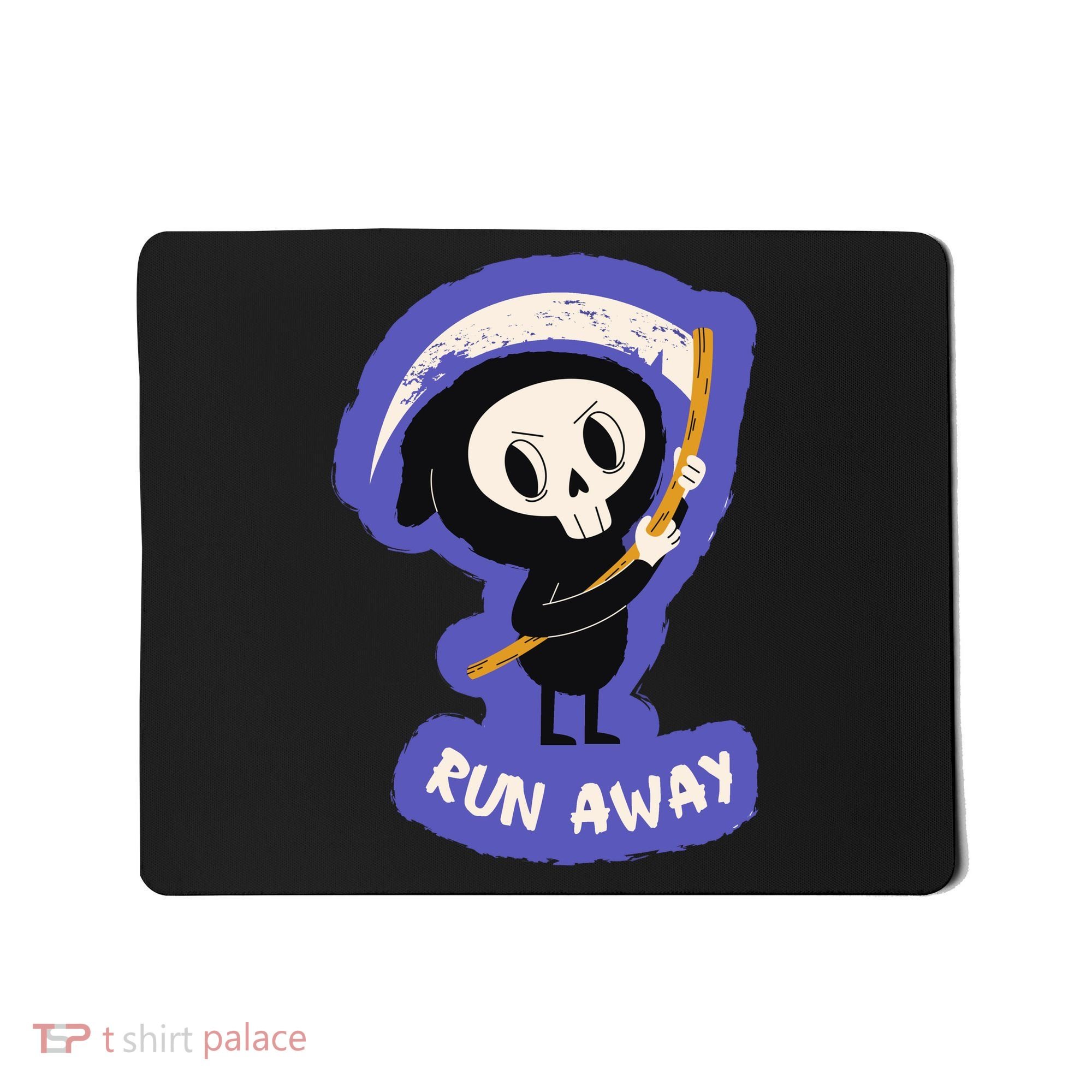 Run Away From The Reaper Cute Grim Reaper Mousepad