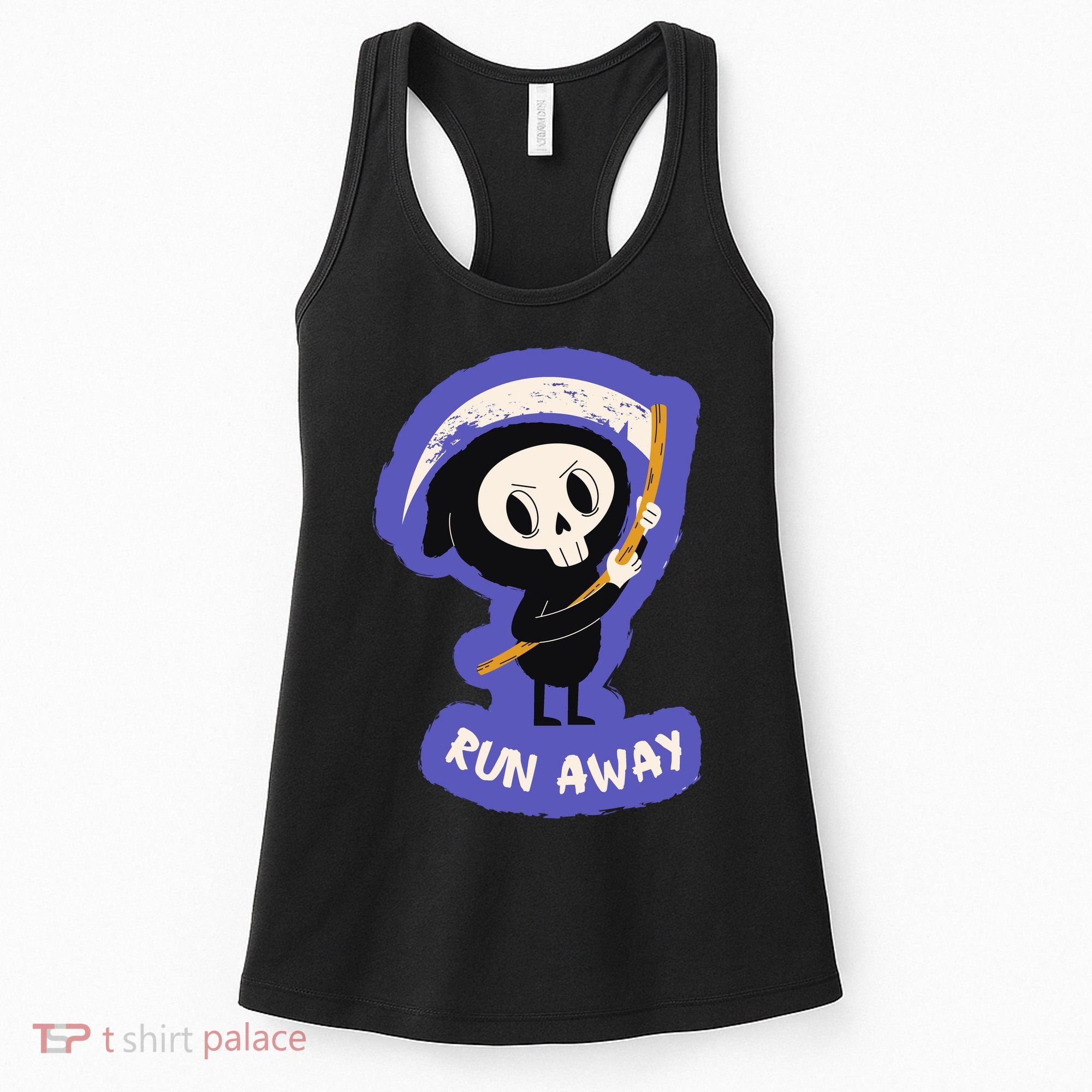 Run Away From The Reaper Cute Grim Reaper Women's Tank Top