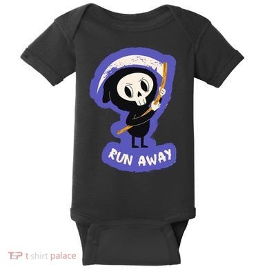 Run Away From The Reaper Cute Grim Reaper Baby Bodysuit