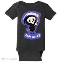 Run Away From The Reaper Cute Grim Reaper Baby Bodysuit thumb 0