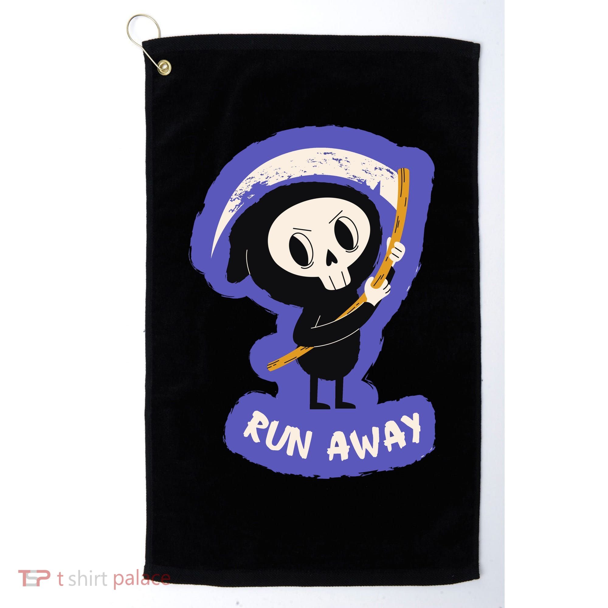 Run Away From The Reaper Cute Grim Reaper Golf Towel