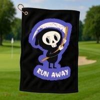 Run Away From The Reaper Cute Grim Reaper Golf Towel thumb 1