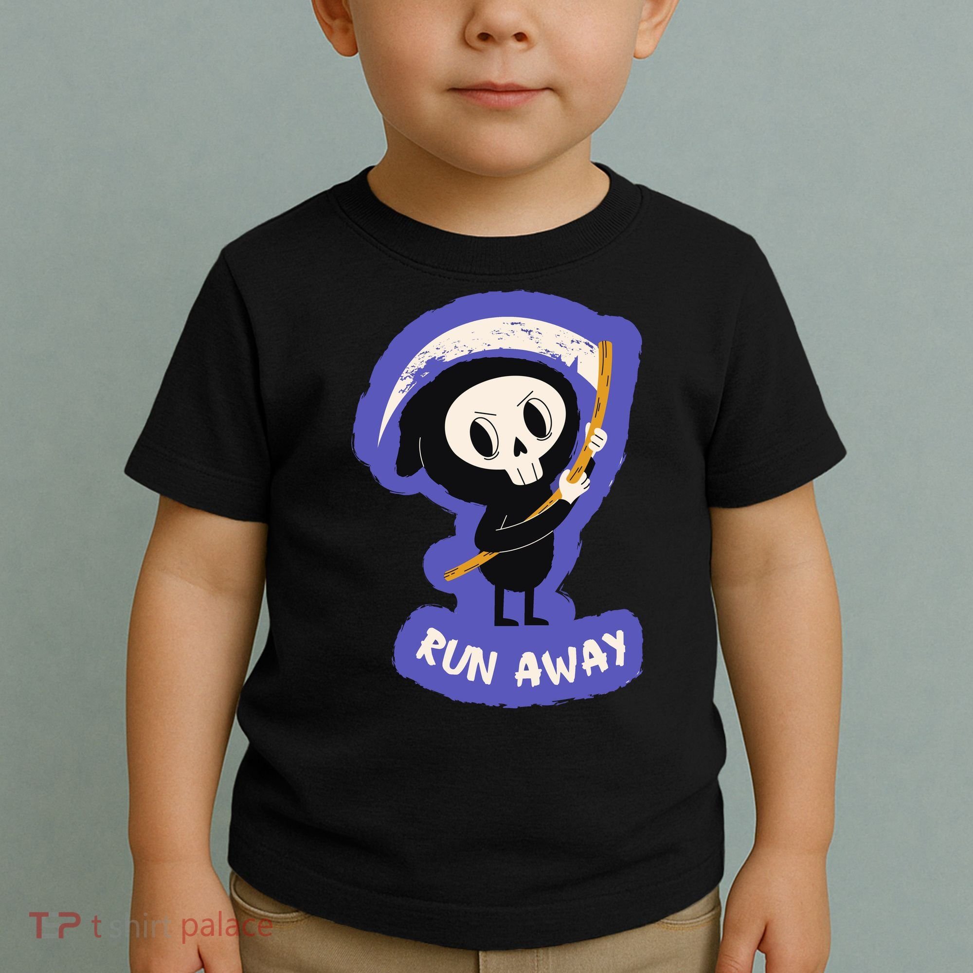 Run Away From The Reaper Cute Grim Reaper Toddler T-Shirt