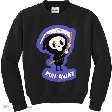 Run Away From The Reaper Cute Grim Reaper Kids Sweatshirt