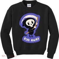 Run Away From The Reaper Cute Grim Reaper Kids Sweatshirt thumb 0