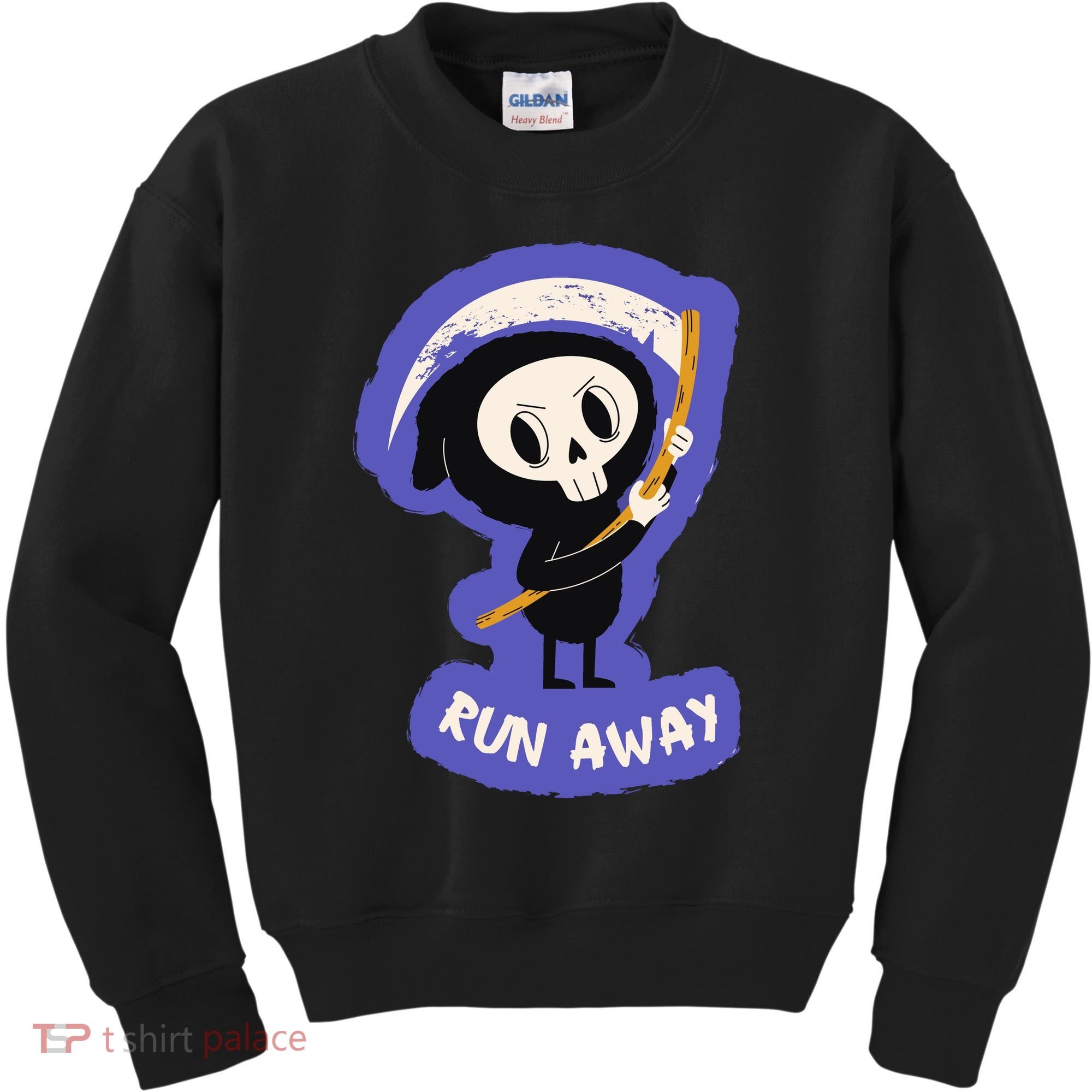 Run Away From The Reaper Cute Grim Reaper Kids Sweatshirt