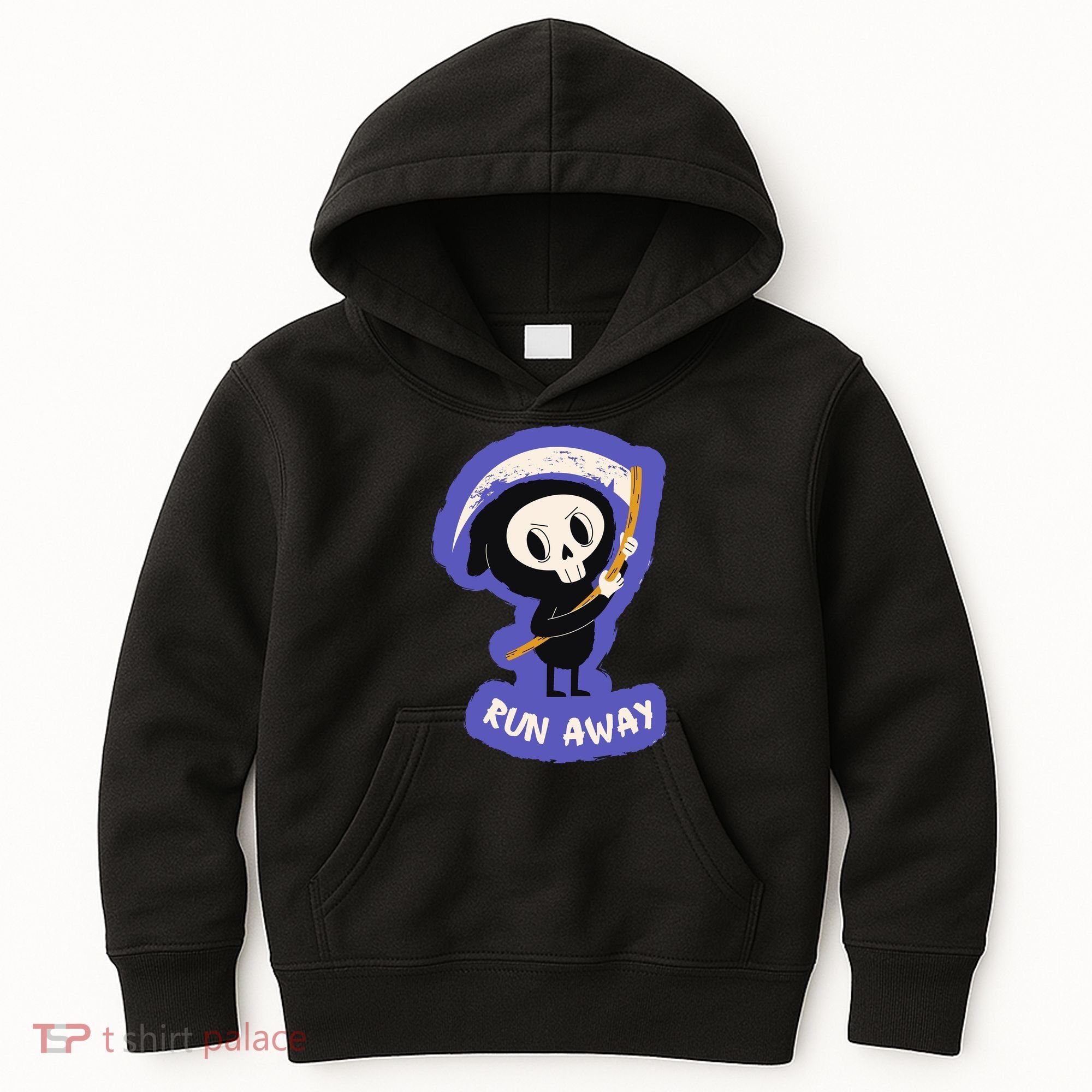 Run Away From The Reaper Cute Grim Reaper Kids Hoodie