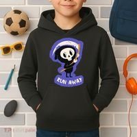 Run Away From The Reaper Cute Grim Reaper Kids Hoodie thumb 2