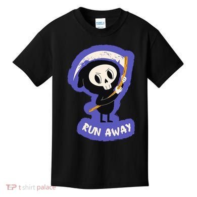 Run Away From The Reaper Cute Grim Reaper Kids T-Shirt