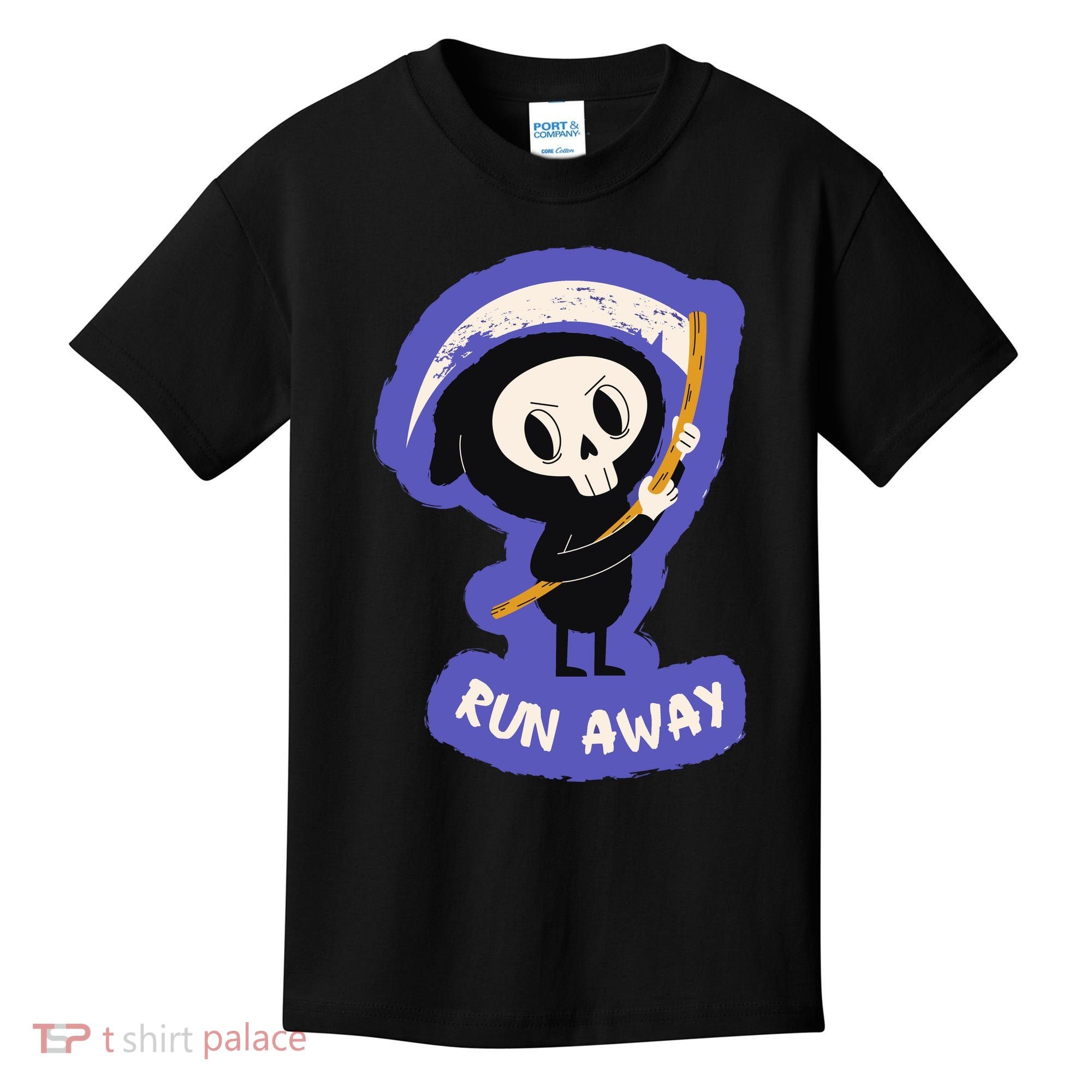 Run Away From The Reaper Cute Grim Reaper Kids T-Shirt