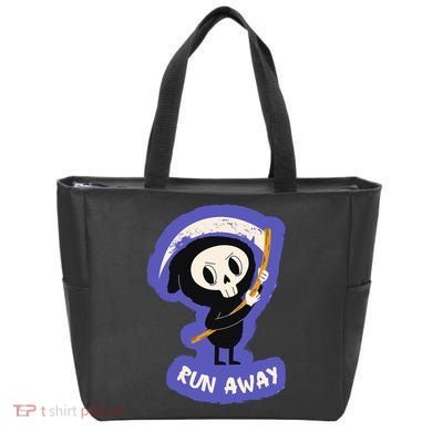Run Away From The Reaper Cute Grim Reaper Tote Bag