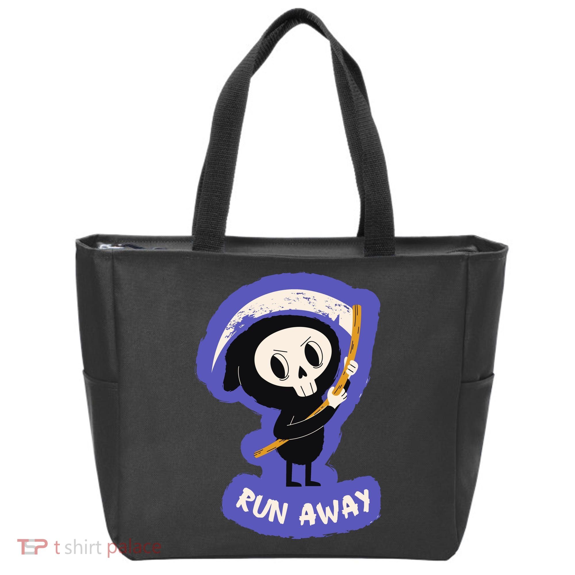 Run Away From The Reaper Cute Grim Reaper Tote Bag