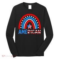Rainbow American Flag Patriotic Happy 4th Of July Long Sleeve Shirt thumb 0