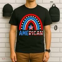 Rainbow American Flag Patriotic Happy 4th Of July T-Shirt thumb 6