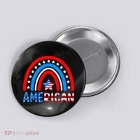Rainbow American Flag Patriotic Happy 4th Of July Button thumb 0