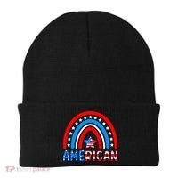 Rainbow American Flag Patriotic Happy 4th Of July Beanie thumb 0