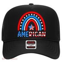 Rainbow American Flag Patriotic Happy 4th Of July Hat thumb 0