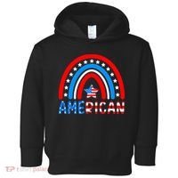 Rainbow American Flag Patriotic Happy 4th Of July Toddler Hoodie thumb 0