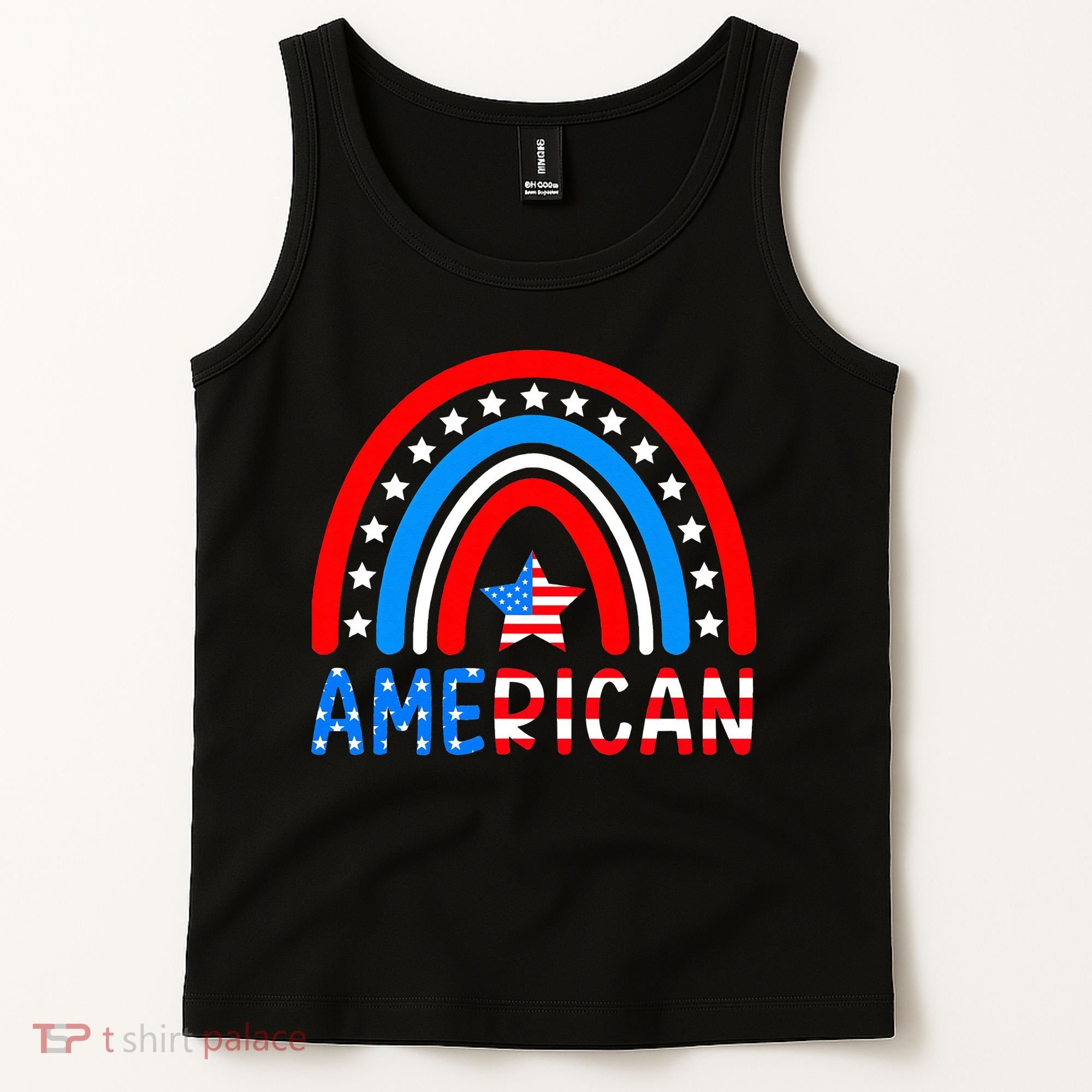 Rainbow American Flag Patriotic Happy 4th Of July Tank Top