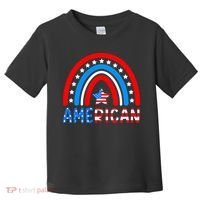 Rainbow American Flag Patriotic Happy 4th Of July Toddler T-Shirt thumb 0