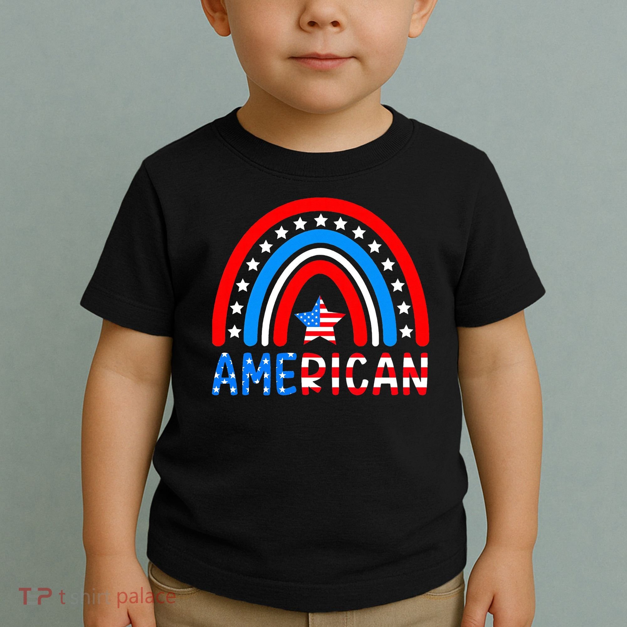 Rainbow American Flag Patriotic Happy 4th Of July Toddler T-Shirt