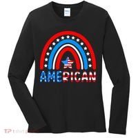 Rainbow American Flag Patriotic Happy 4th Of July Women's Long Sleeve Shirt thumb 0