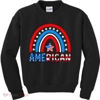 Rainbow American Flag Patriotic Happy 4th Of July Kids Sweatshirt thumb 0