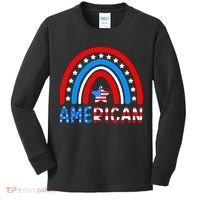 Rainbow American Flag Patriotic Happy 4th Of July Kids Long Sleeve Shirt thumb 0