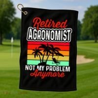 Retired AGRONOMIST Funny Golf Towel thumb 1