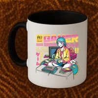 Retro Anime Gamer Girl Classic Coffee Mug thumb 2