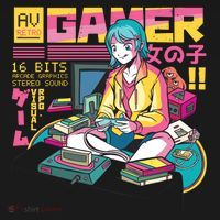Retro Anime Gamer Girl Classic Ornament thumb 1