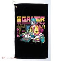 Retro Anime Gamer Girl Classic Golf Towel thumb 0
