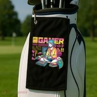 Retro Anime Gamer Girl Classic Golf Towel thumb 2
