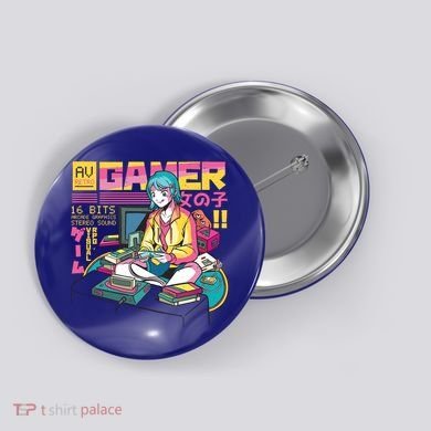 Retro Anime Gamer Girl Classic Button