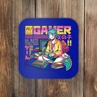 Retro Anime Gamer Girl Classic Coaster thumb 0