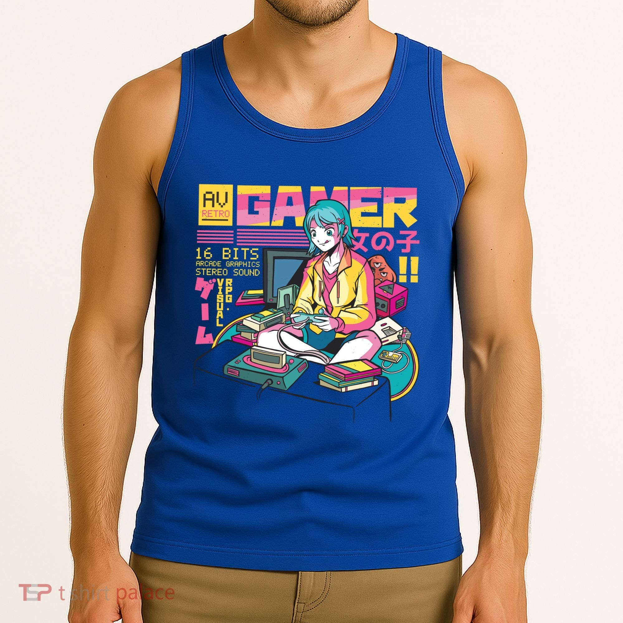 Retro Anime Gamer Girl Classic Tank Top