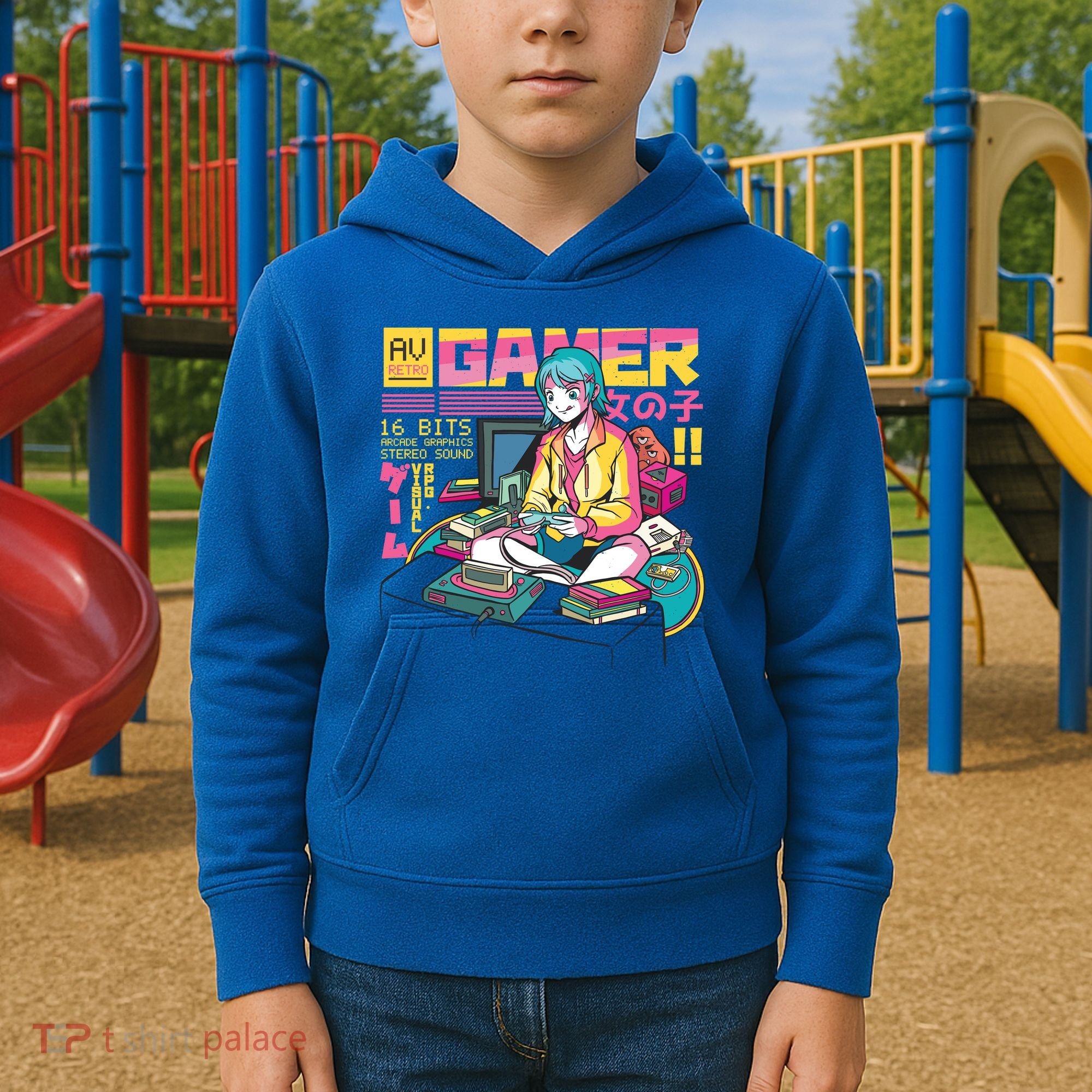 Retro Anime Gamer Girl Classic Kids Hoodie